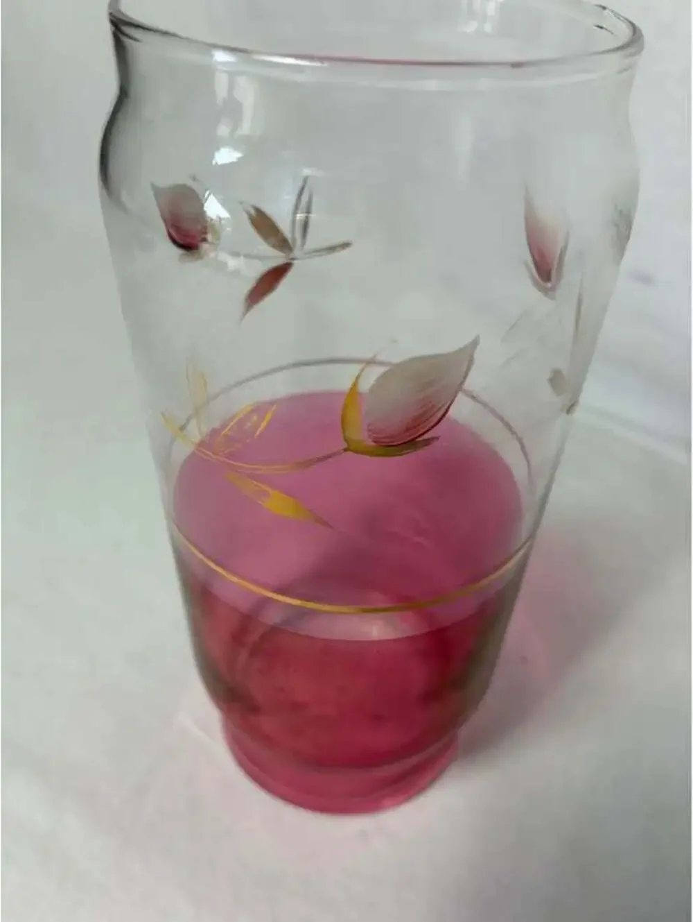 Vintage cranberry tone & gilded glass vase